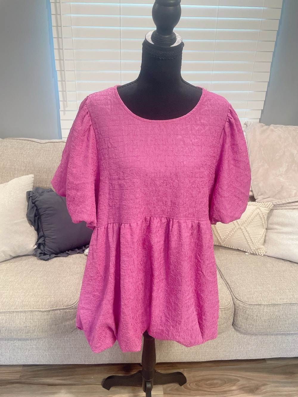 Entro Pink Bubble Hem Blouse Size 1X